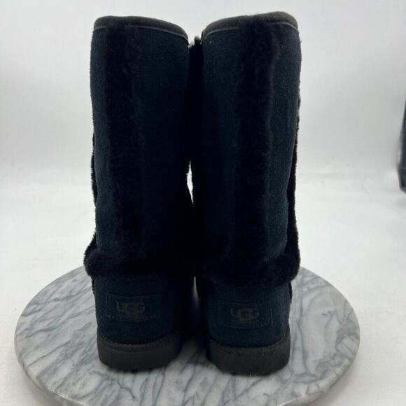 UGG Youth 4 Snow Boots Black Hadley 2 Waterproof Wool Mid Calf Tall 1106835K - Picture 5 of 14